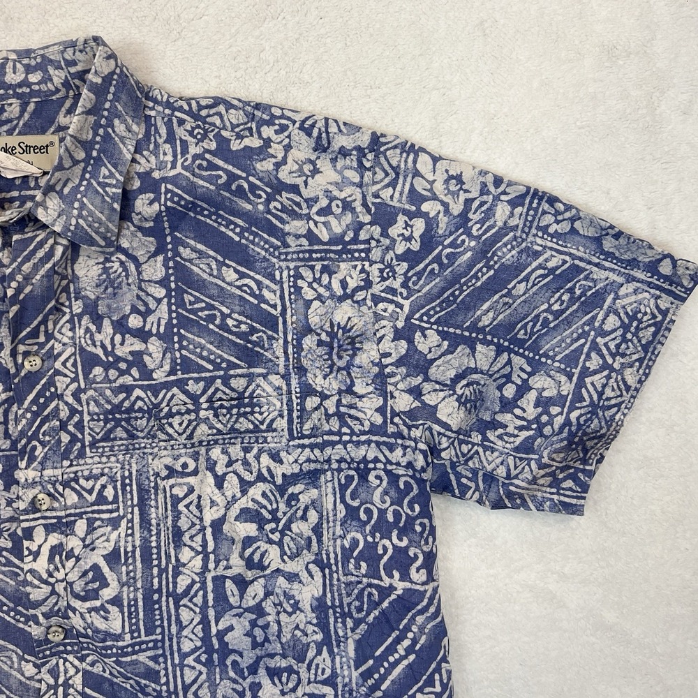 Cooke Street Honolulu Mens SS Button Shirt Size XL Hibiscus Blue‎ Cream - Picture 4 of 6